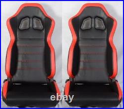 2 X R1 Style Black & Red Racing Seats Reclinable + Slider Fit For Camaro