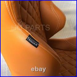 2 X Tanaka Tan Pvc Leather Racing Seats Reclinable + Diamond Stitch Fits Camaro