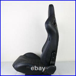 2x Tanaka Premium Black Carbon Pvc Leather Racing Seats + Blue Stitch For Camaro