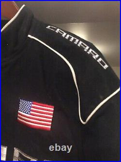 Chevrolet Camaro Car Black Jacket Large Cotton Embroidered Patches Logo Pin Flag