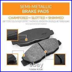 Front Rear Drilled Slot Brake Rotor & Semi-Metallic Pad Kit For Chevrolet Camaro