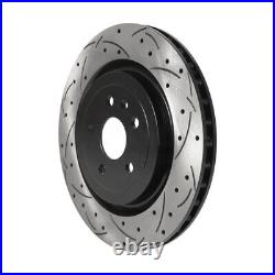 Rear Coated Drilled Slot Disc Brake Rotor Pair For Chevrolet Camaro Cadillac CTS